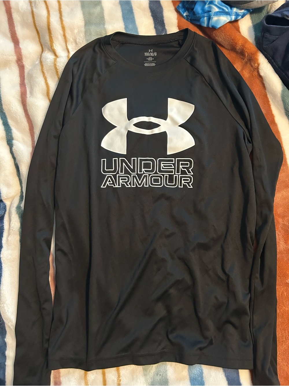 Under Armour youth Black Long-Sleeve Logo Performance Shirt